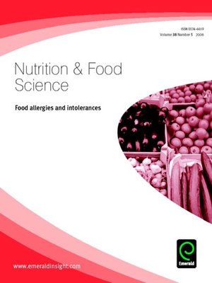 cover image of Nutrition & Food Science, Volume 38, Issue 5